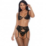 Laced With Lust Conjunto con Liguero Negro