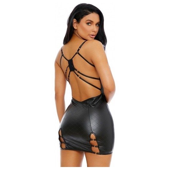 Side Stitch Quilted Vestido Negro