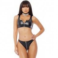 Night Rider Conjunto Sujetador y Braga con Cremallera - Negro