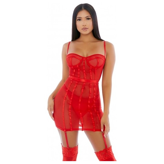 Sheer Desires Mesh Conjunto Rojo