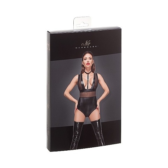 Body Velvet Efecto Mojado con Transparencias - Negro