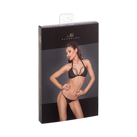 Conjunto Sujetador y Tanga Recuadros - Negro