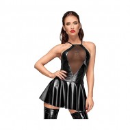 Mini Vestido Vuelo de con Cruz Bordada - Negro