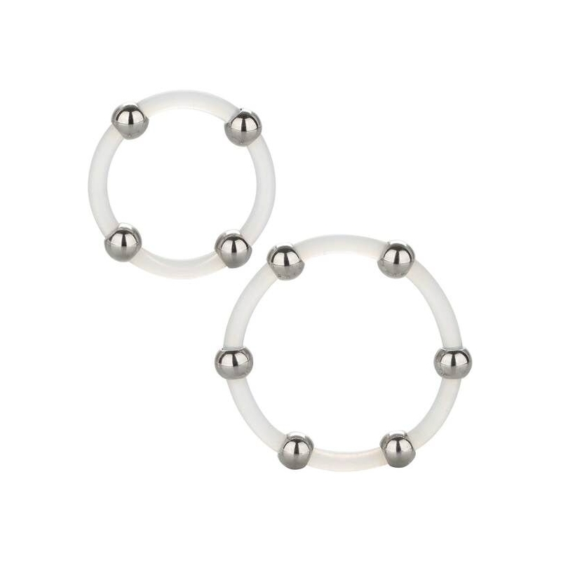 Steel Beaded Silicone Ring Set