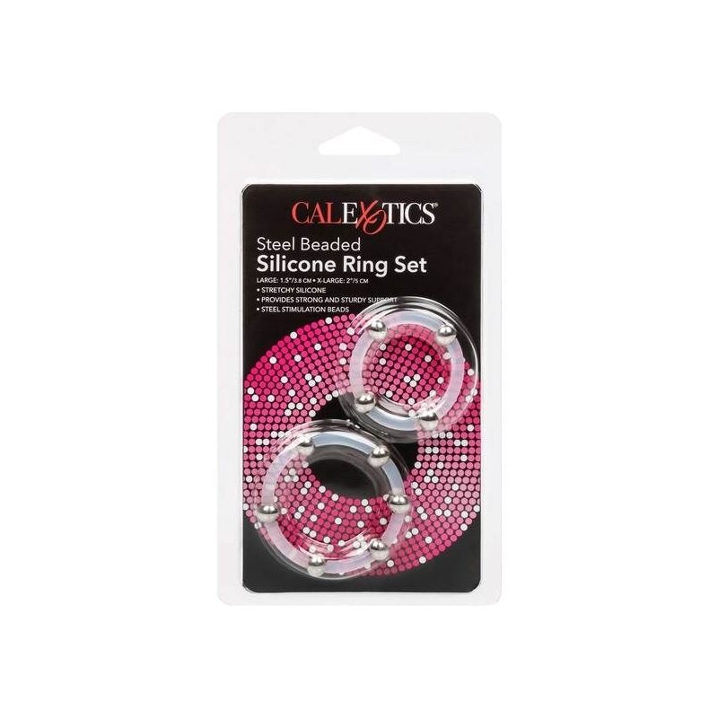 Steel Beaded Silicone Ring Set
