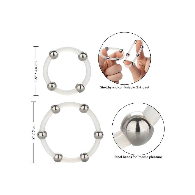 Steel Beaded Silicone Ring Set