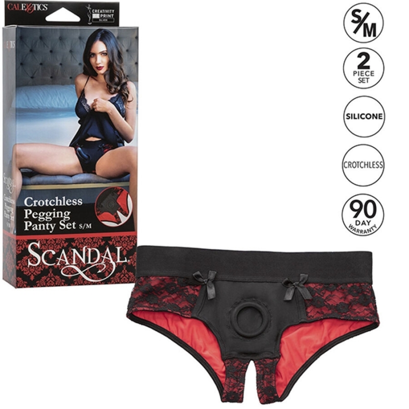 Scandal Crotchless Panty Set with Dildo