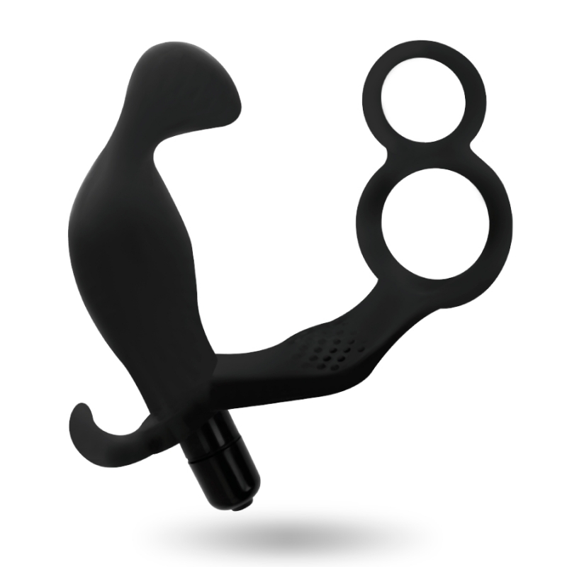 Anal Plug with Double Ring and Testicle Stimulator