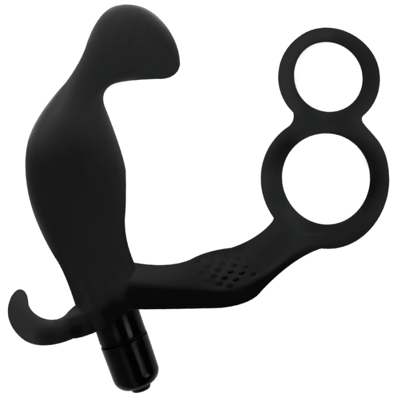 Anal Plug with Double Ring and Testicle Stimulator