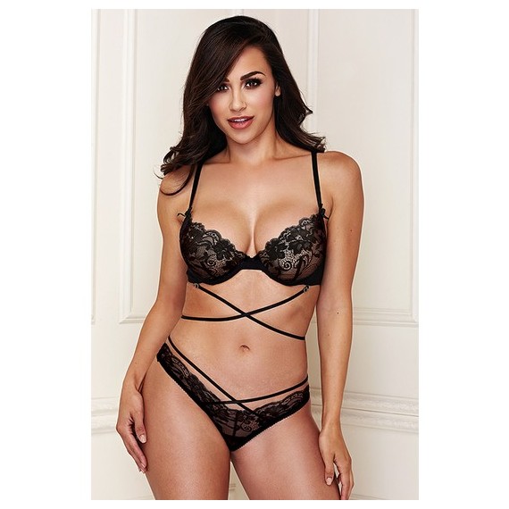 Criss Cross Lace Bralette And Panty- Conjunto Cruzado