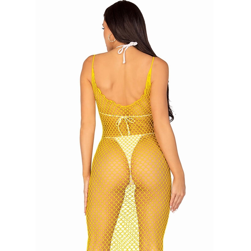 Vestido de Rejilla Largo Amarillo