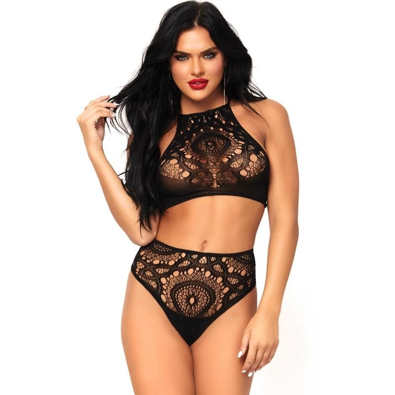 Conjunto de Crop Top y Tanga Negro