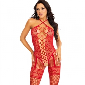 Bodystocking con Corazones Rojo