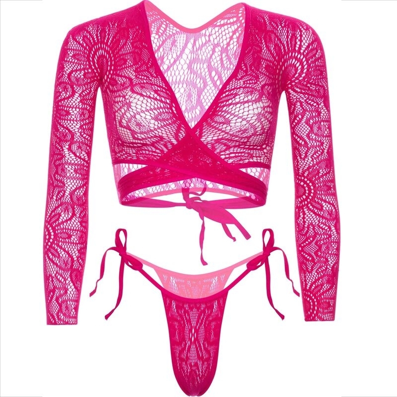 Conjunto de Crop Top y Tanga Rosa