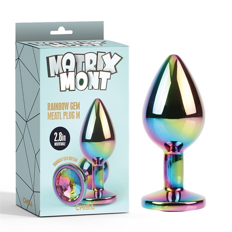 Rainbow Gem Plug Anal multicolor con Joya Talla S