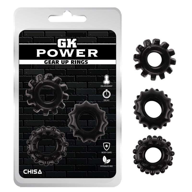 Kit 3 Anillos Pene Gear Up Transparente