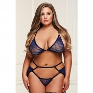 Lace Garter Set Conjunto con Liguero - Azul