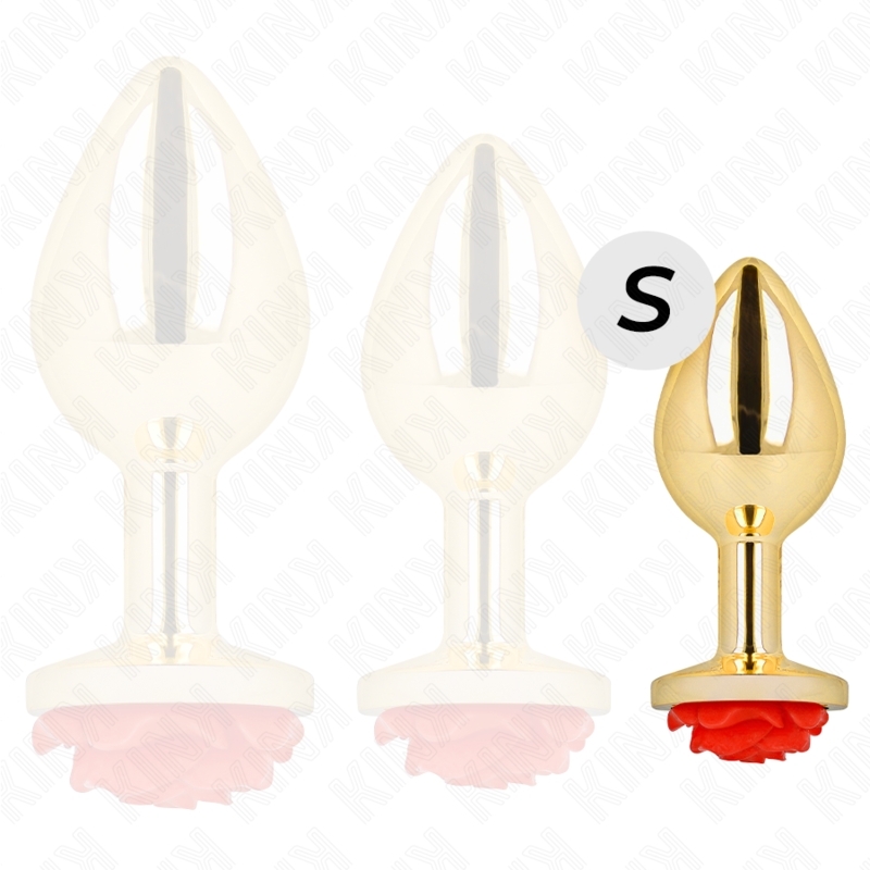 Plug anal dorado con base de rosa