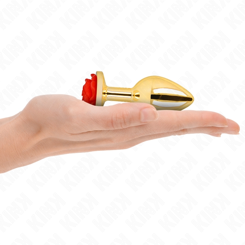 Plug anal dorado con base de rosa