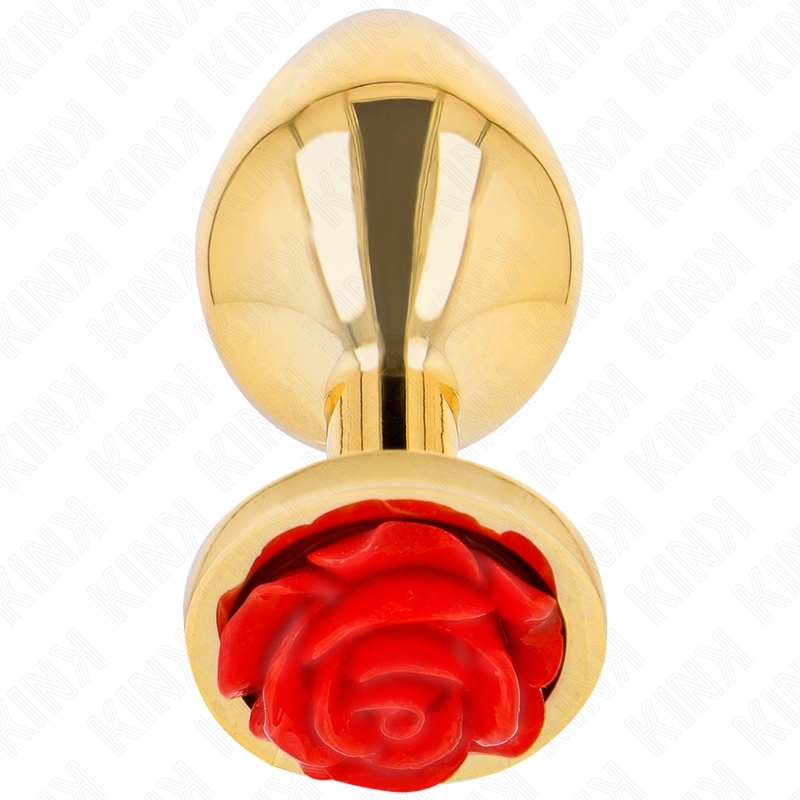 Plug anal dorado con base de rosa
