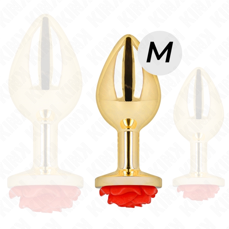 Plug anal dorado con base de rosa