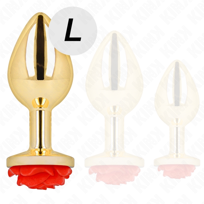 Plug anal dorado con base de rosa
