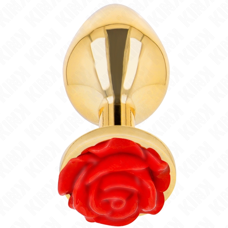 Plug anal dorado con base de rosa