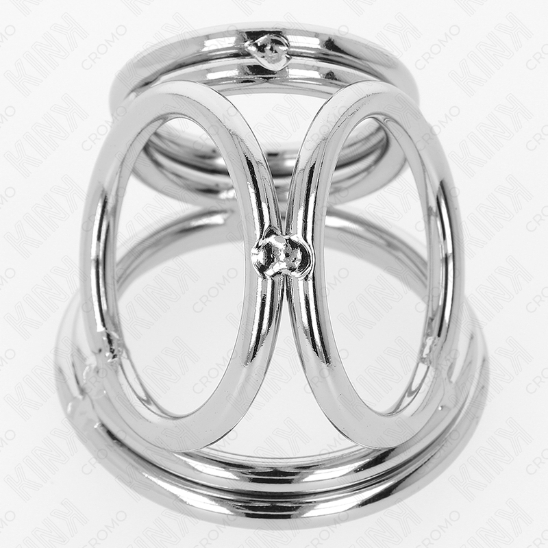 Anillo de pene triple de metal cromado 3,8 a 5 cm Modelo 1