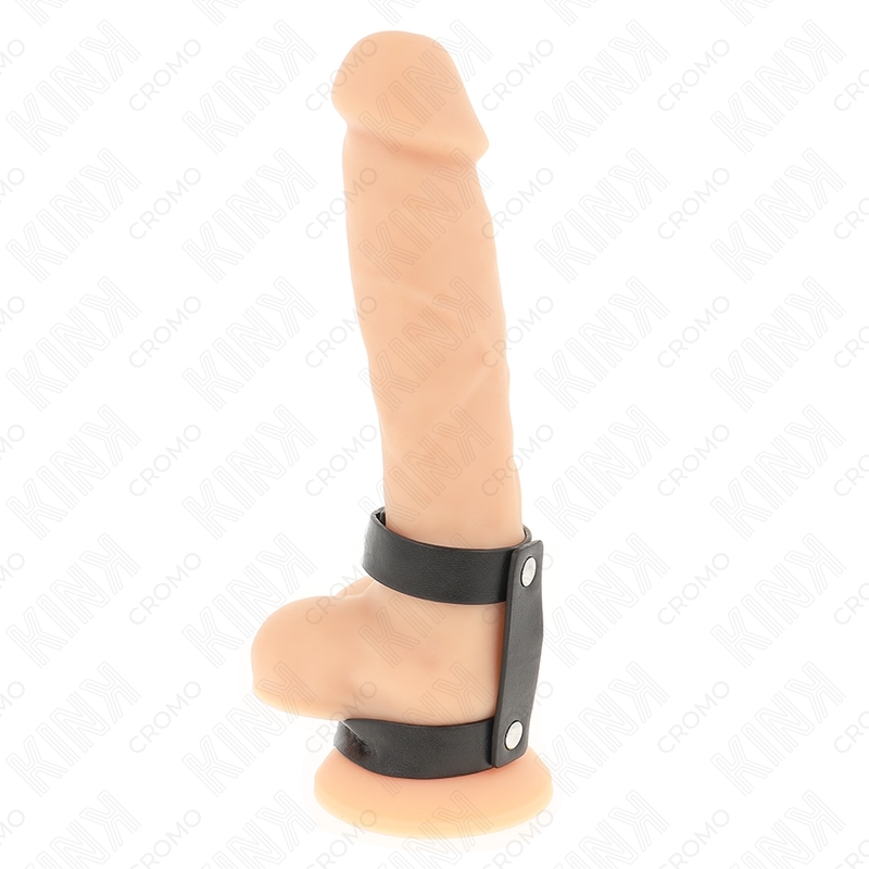 Anillo de pene doble de cuero ajustable