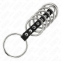 Set de 7 anillos de pene metálicos conectados con cuero 3,2-5 cm
