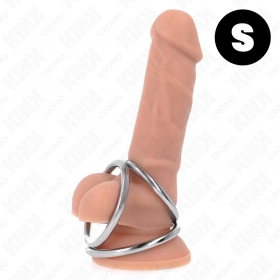 Anillo de pene triple de metal cromado 3,2 cm a 4,5 cm