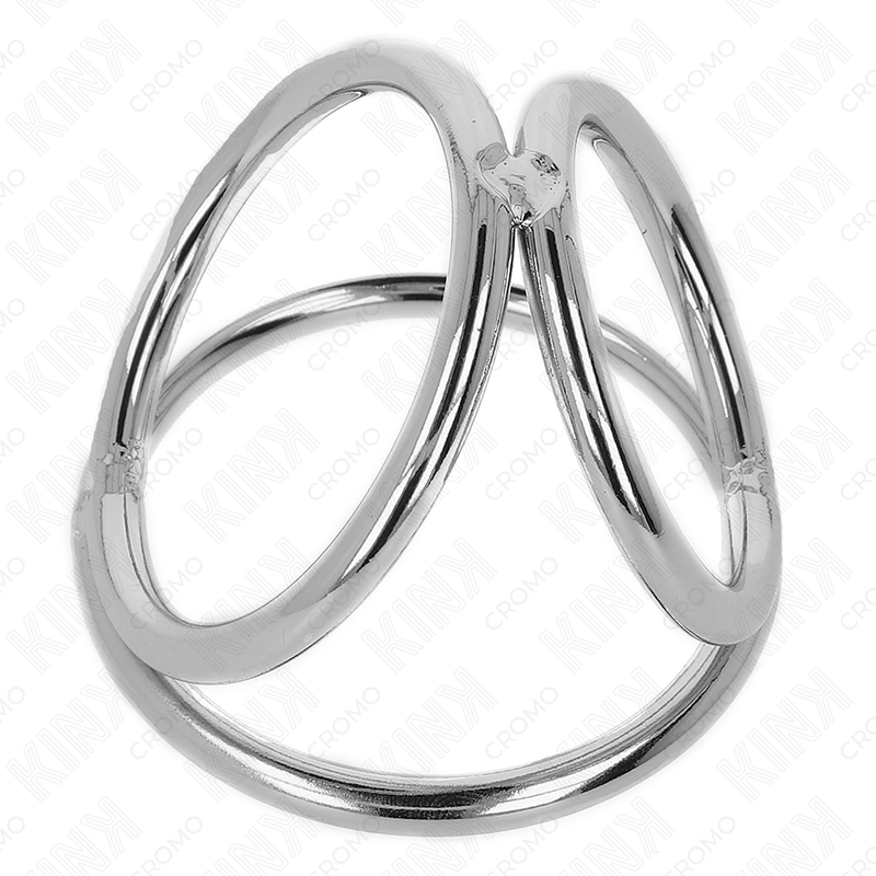 Anillo de pene triple de metal cromado 3,2 cm a 4,5 cm