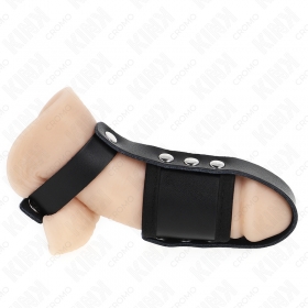 Jaula de cuero para pene con separador de bolas recubierto ajustable