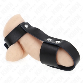 Jaula de cuero para pene con separador de bolas ajustable