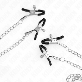 Set de 4 pinzas ajustables para pezones y clítoris plateadas