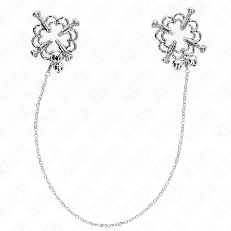 Pinzas de pezón de metal con diseño de flor y cadena