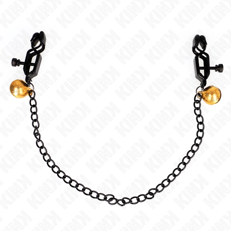 Pinzas de pezón con cadena plana y cascabeles 30 cm