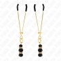 Pinzas para pezones finas con 3 cuentas de cristal negro 7 cm
