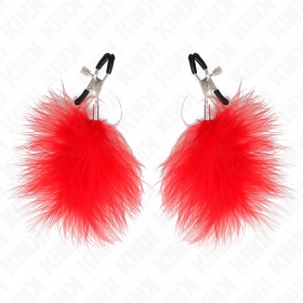 Pinzas para pezones con plumas rojas 7 cm