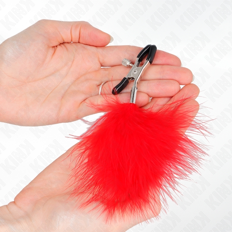 Pinzas para pezones con plumas rojas 7 cm