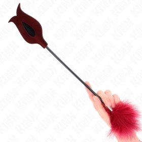 Fusta de plumas con paleta en forma de rosa de 8 cm