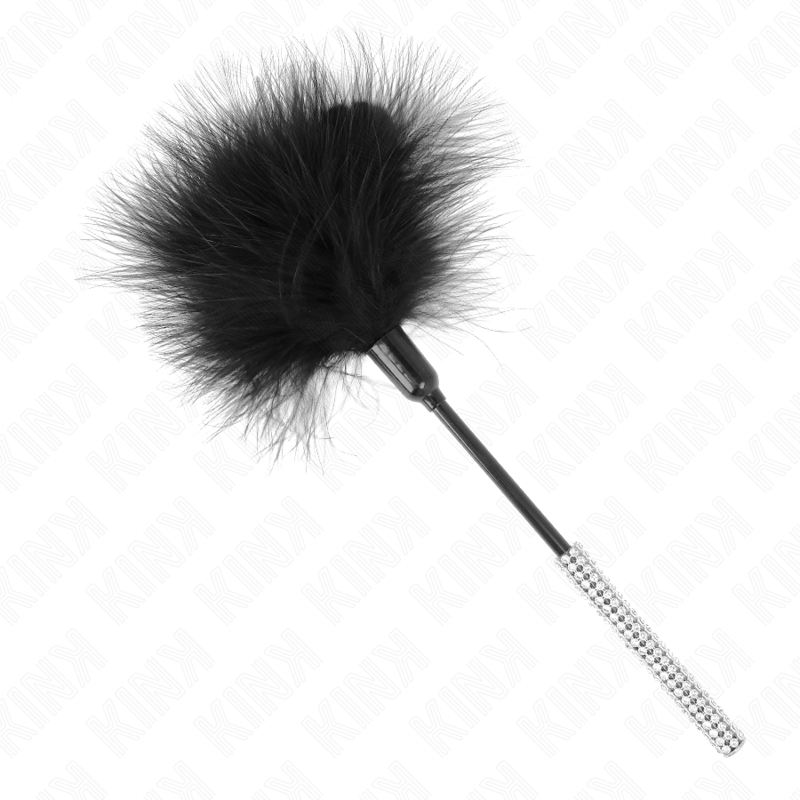 Fusta de plumas con mango de pedrería de 27 cm