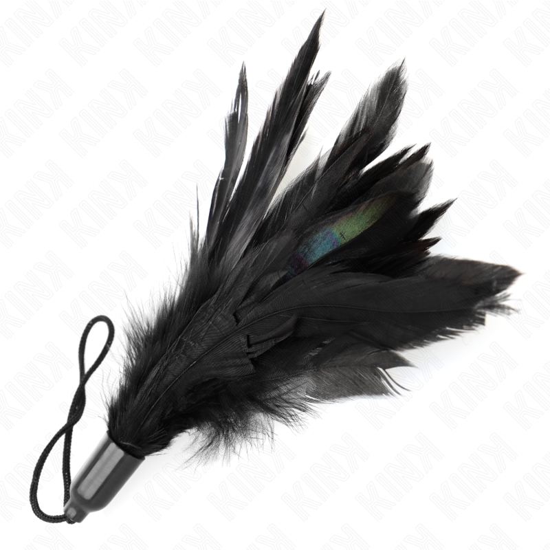 Fusta de plumas con mango de cuerda y base de 15 cm