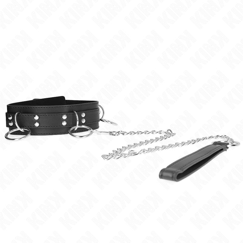 Collar de esclavitud con 3 anillas y correa 80 x 53 x 5 cm