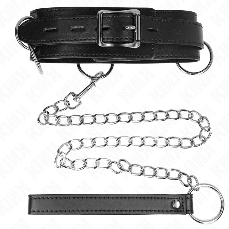 Collar de esclavitud con 3 anillas y correa 80 x 53 x 5 cm
