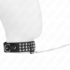 Collar de sumisión con tachuelas brillantes y correa de 65 cm ajuste 37-42 x 5,3 cm