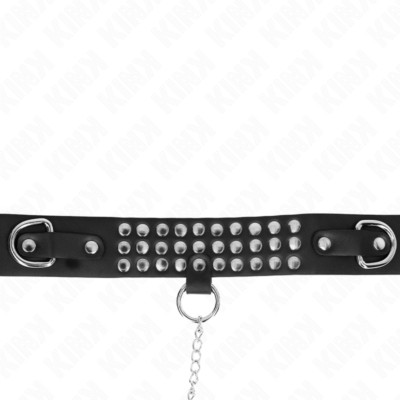 Collar de sumisión con tachuelas brillantes y correa de 65 cm ajuste 37-42 x 5,3 cm