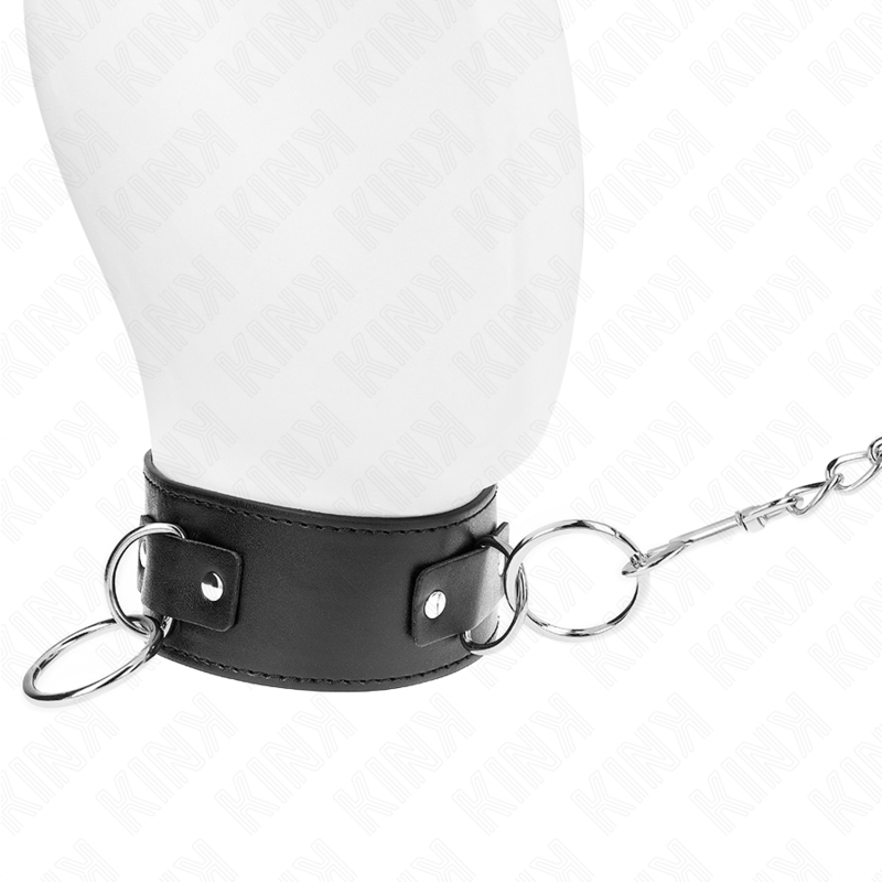 Collar de sumisión con 3 anillas y correa de 65 cm ajuste 36-43 x 5 cm Modelo 2
