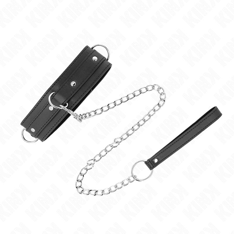 Collar de sumisión con 3 anillas y correa de 65 cm ajuste 38-49 x 5 cm Modelo 1