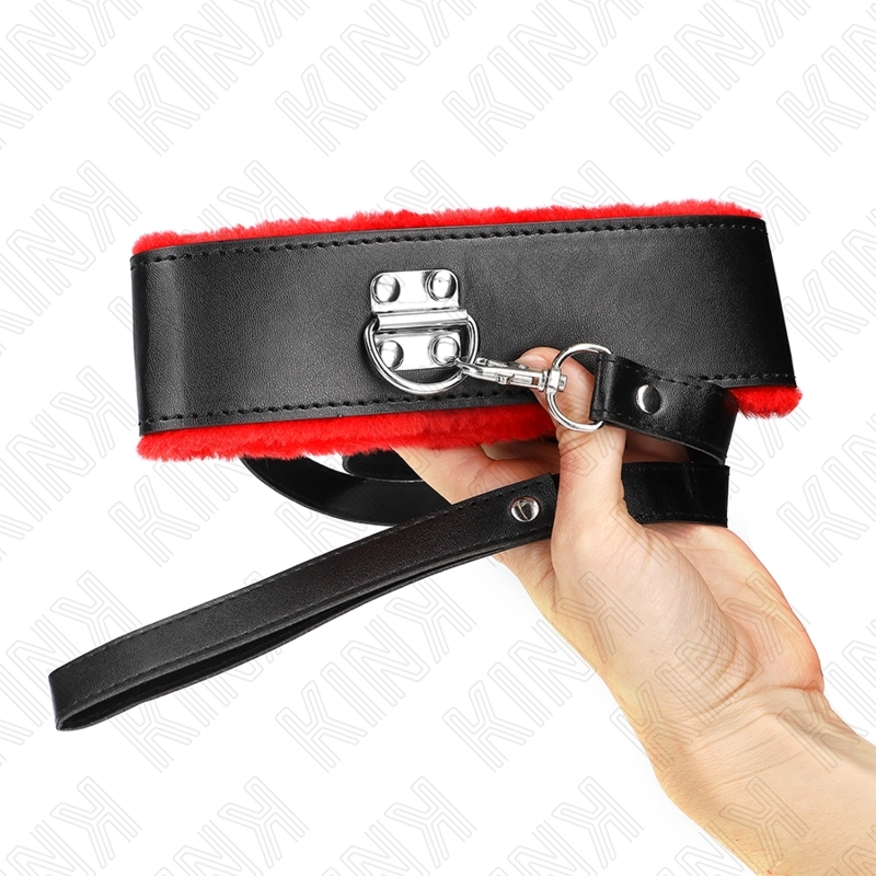 Collar BDSM con correa de 116 cm y gargantilla de cuero ajustable 40-48 x 6 cm